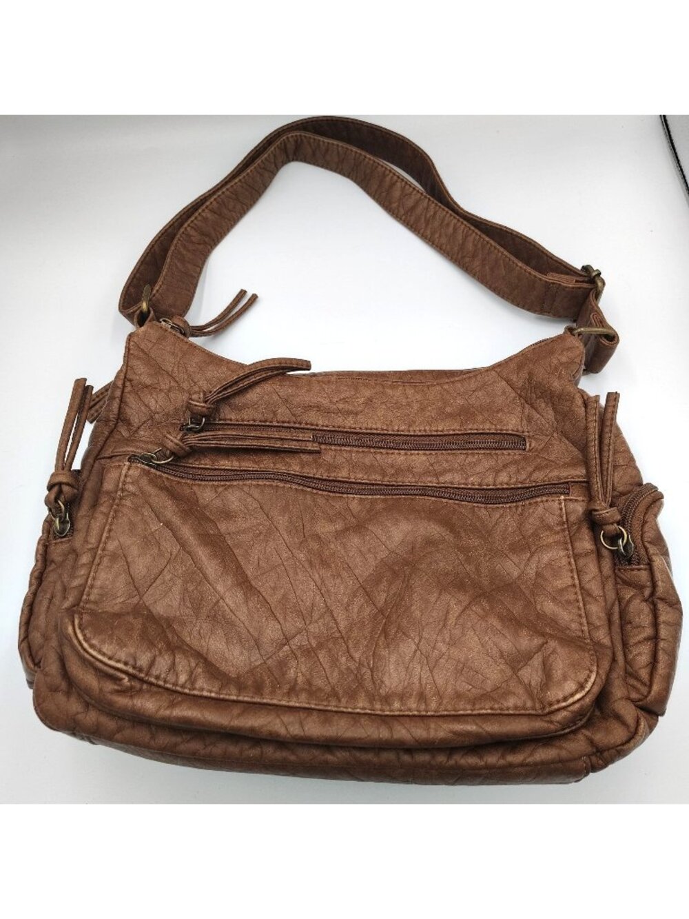 Brown Purse Bueno Handbag Slouch Retro Multi Pocket Boho Fashion Accessory